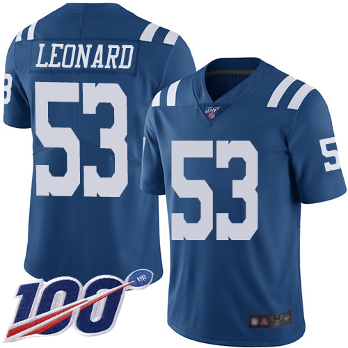 wholesale uniform jerseys Indianapolis Colts #53 Darius Leonard Royal Blue Men’s Stitched ...